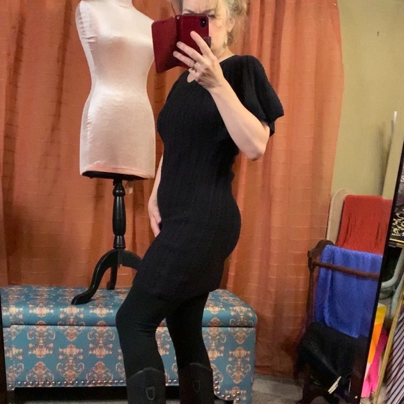 Dress-Black knit, sweater dress, cotton blend, Style & Co. Petite Small - Picture 3 of 11